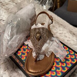 Kurt Geiger Bronze Sandals with Gold Embellishment